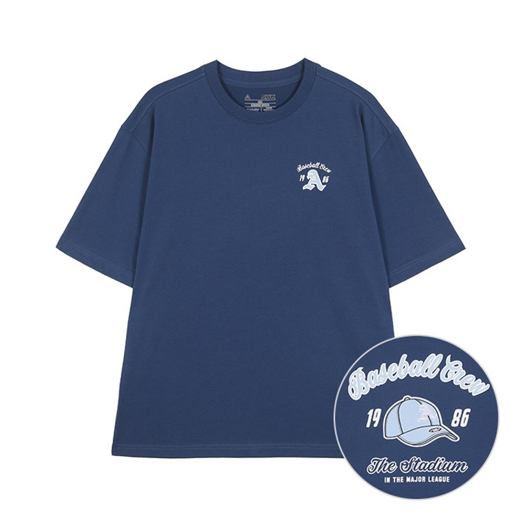 주니어 베이스볼 자수 포인트 반팔 티셔츠